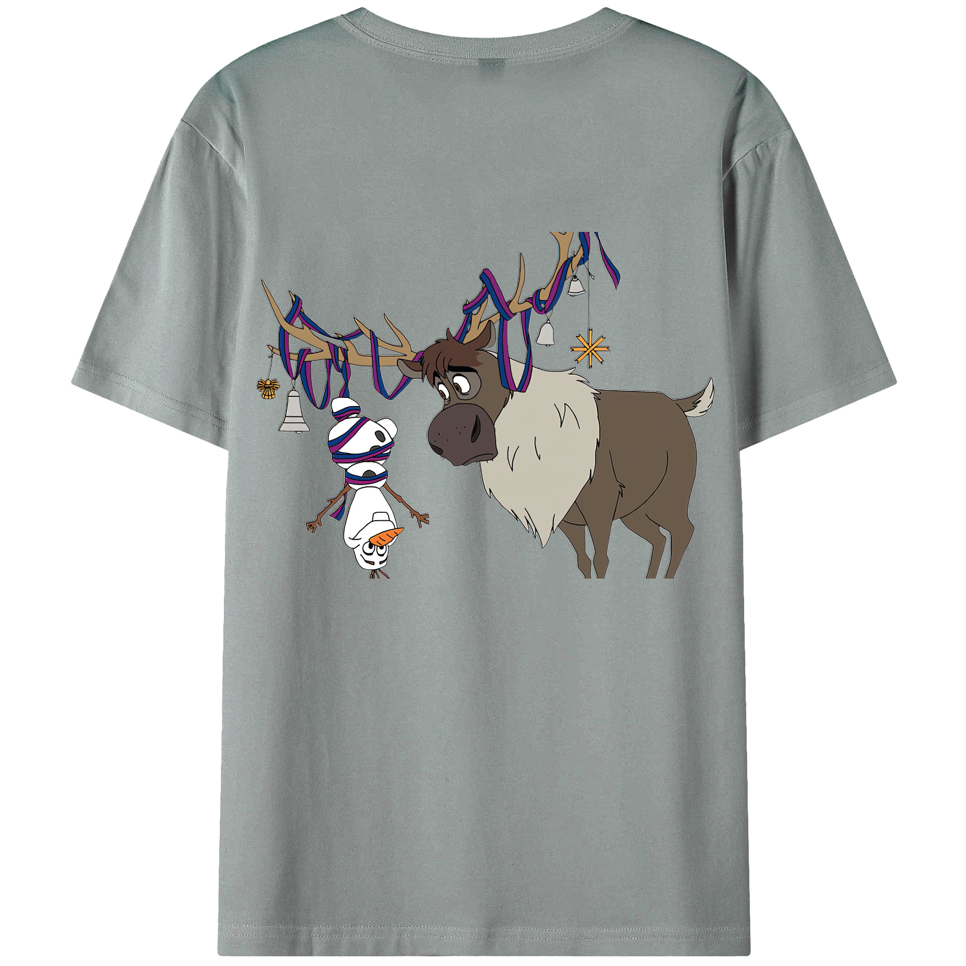 （画像用） アナと雪の女王 アンナ エルサ Frozen Anna Elsa 綿100％ メンズ半袖Tシャツ（バックプリント） 通気性